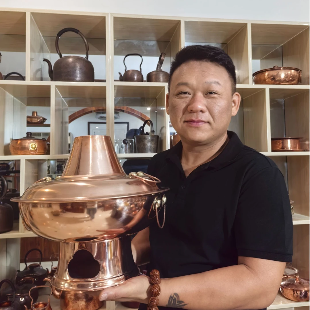 小牛铜艺加厚纯铜老式木炭火锅家用商用老北京涮肉火锅