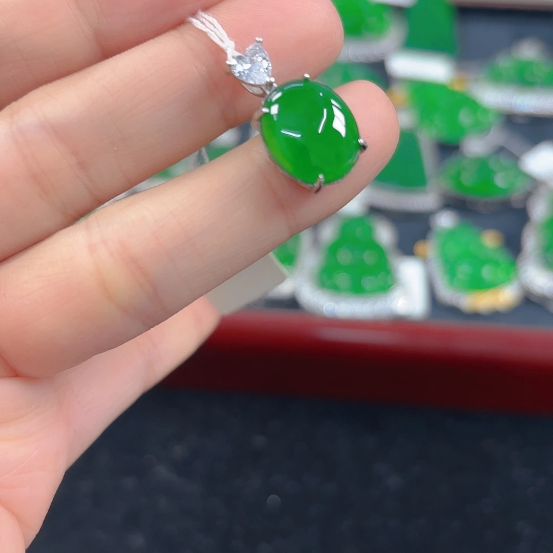 乐***号翡翠银S925镶嵌吊坠(不含链)