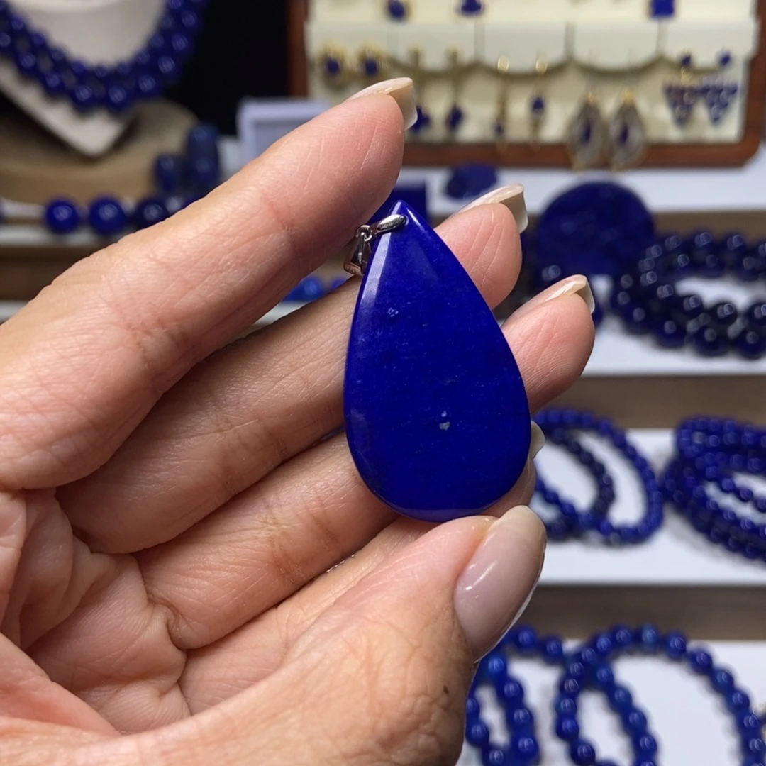 青金石未镶嵌大水滴吊坠