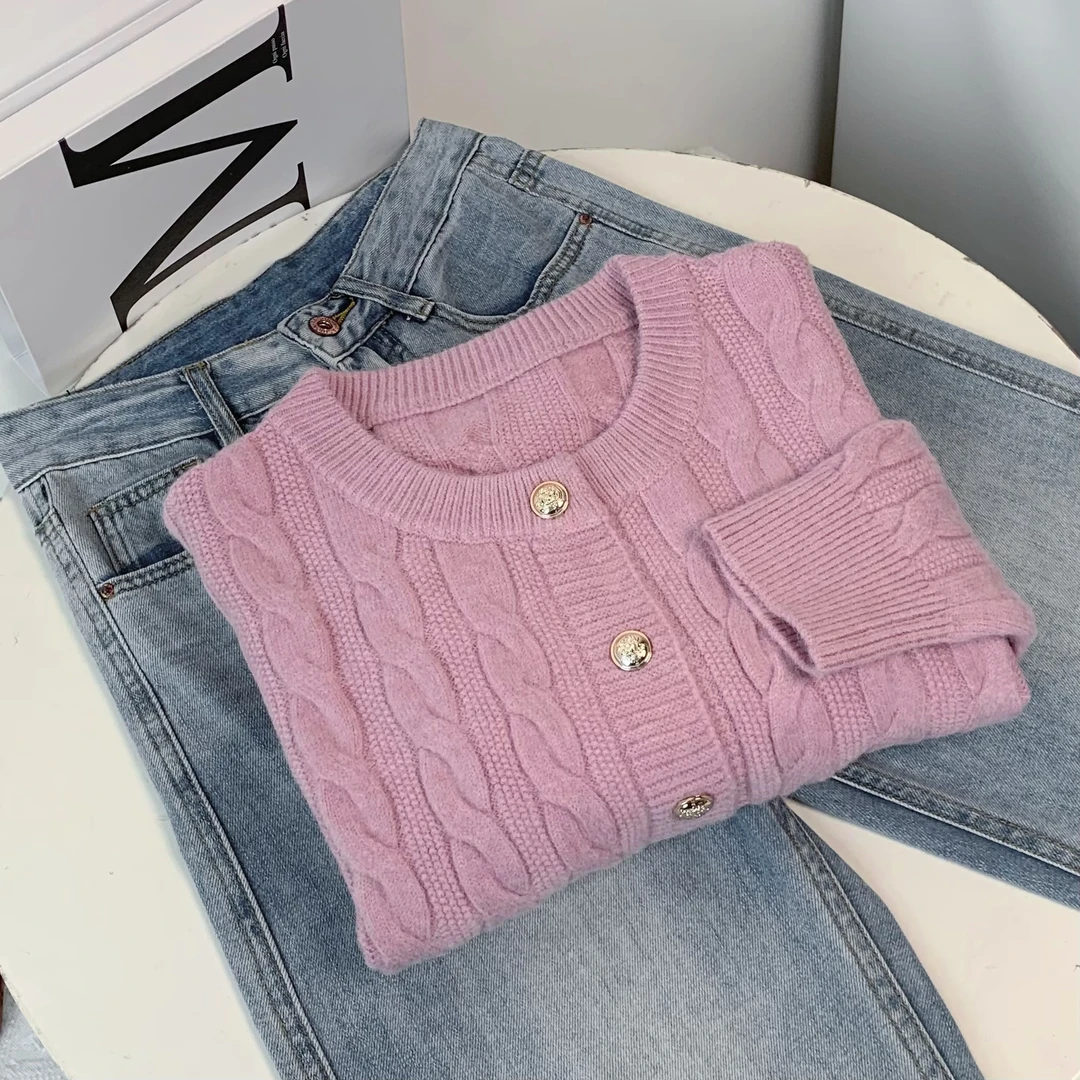 清-汤圆吖温柔风气质小熊款百搭针织开衫352143