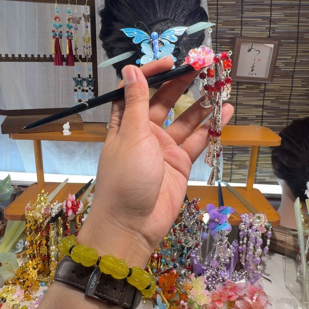蛇纹石玉合金发饰