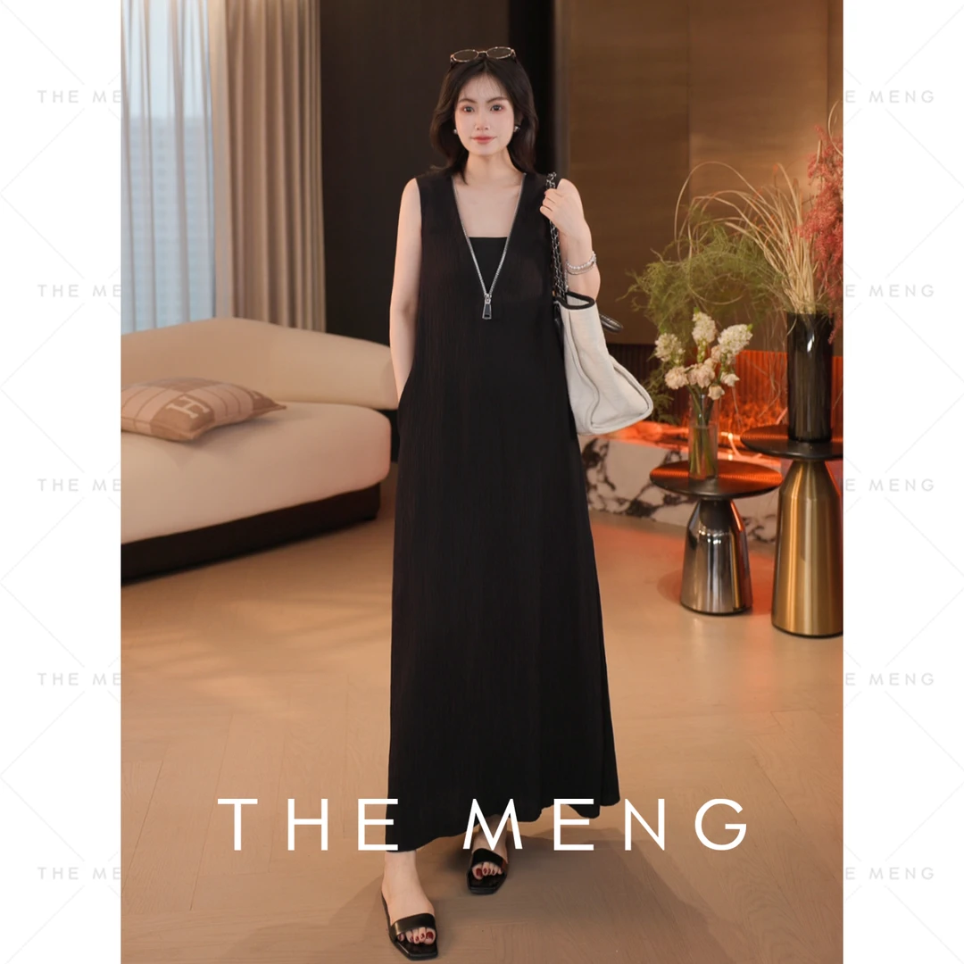 THE MENG【慕夏】优雅通勤显瘦无袖拉链连衣裙#M252G0406