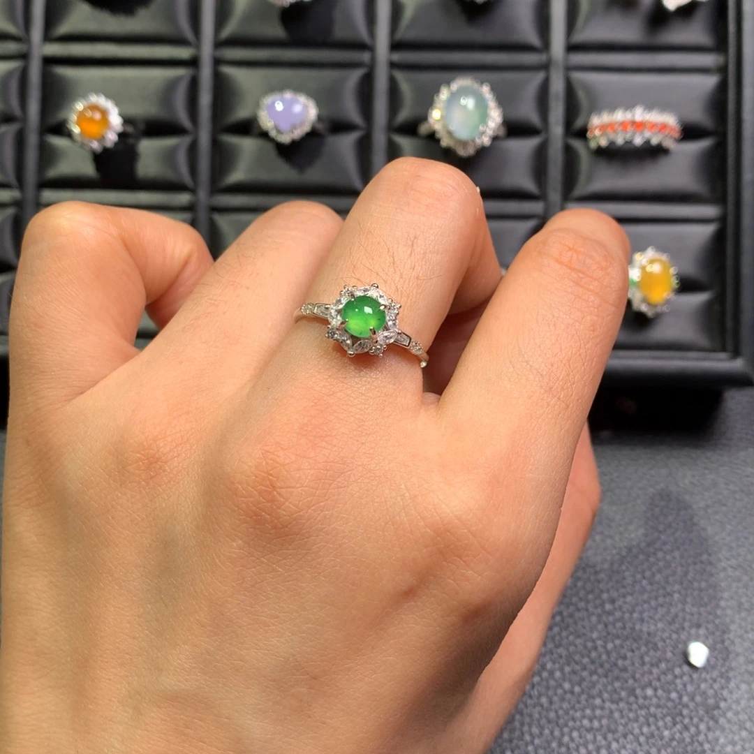 翡翠银S925镶嵌戒指