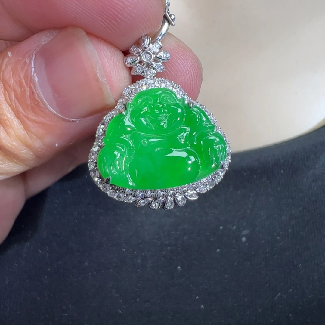 翡翠18K金镶嵌吊坠(不含链)