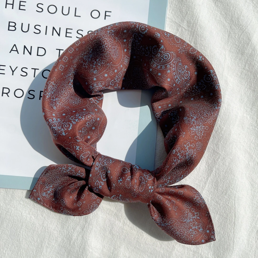 【兰姐专属】方巾英伦腰果丝巾仿真丝方巾丝围巾韩版复古碎花头巾