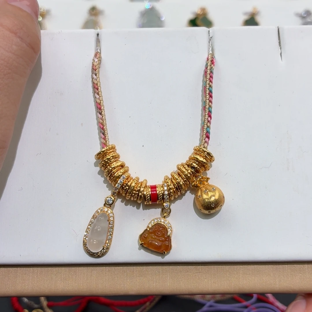 翡翠银S925镶嵌颈饰盘缠