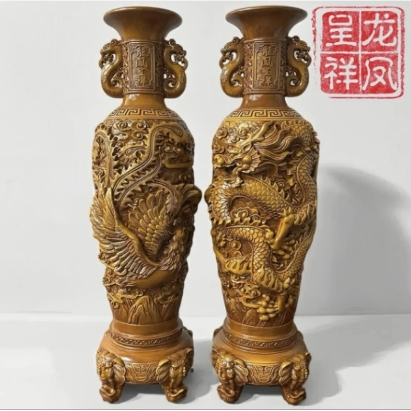 （龙凤呈祥）花瓶家居客厅开业乔迁送礼装饰摆件（长20*高48CM）FM