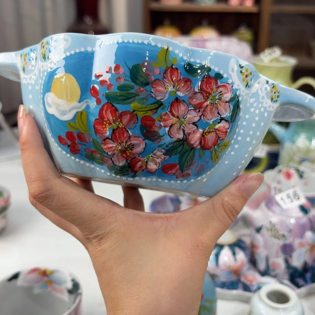 景德镇手绘高温釉下彩陶瓷茶具