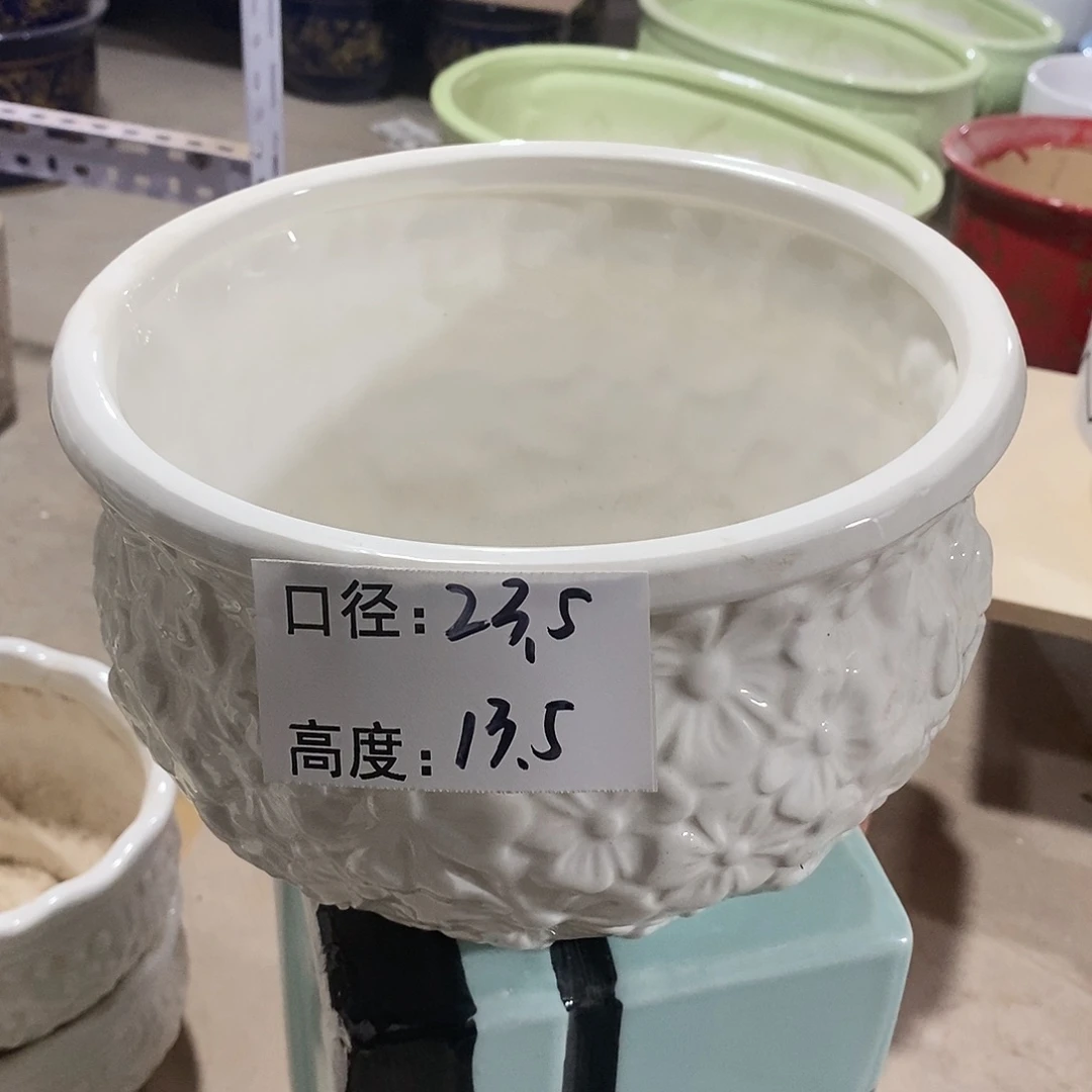 【闪购商品】红陶微瑕花盆-033-1个中号白色