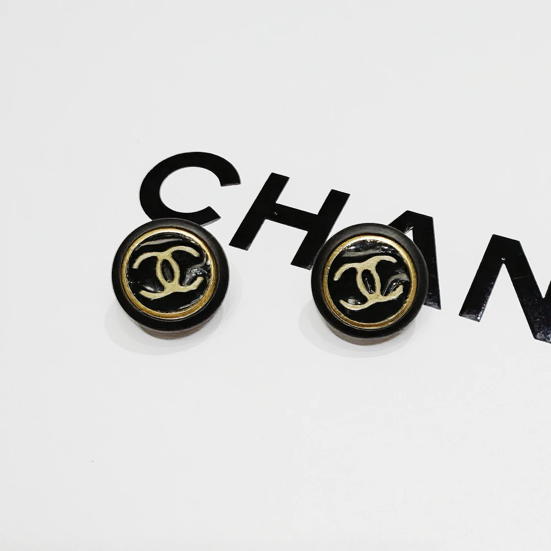 95新 Chanel/香奈儿 Chanel vintage香奈儿中古珐琅豆豆耳夹