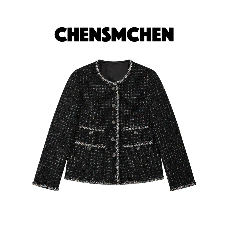 CHENSMCHEN 进口MOON粗花呢小香编织外套女精致优雅上衣CSW7011MX