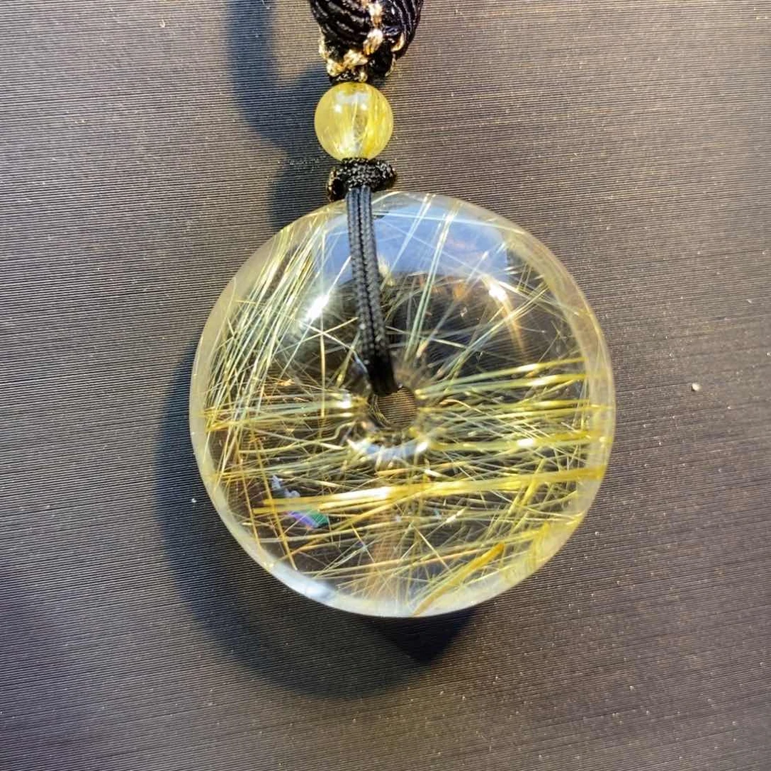 颈饰未镶嵌水晶钛晶平安扣吊坠