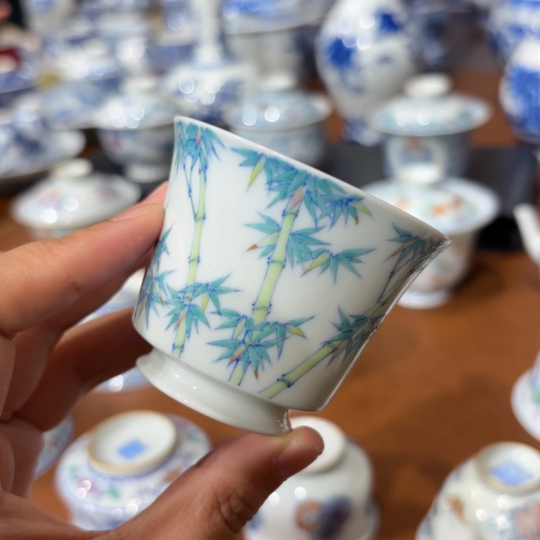 瓷 斗彩竹子杯………………