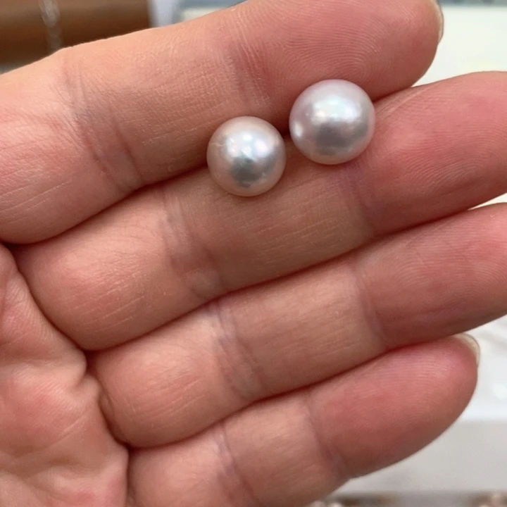 淡水珍珠耳饰银S925镶嵌