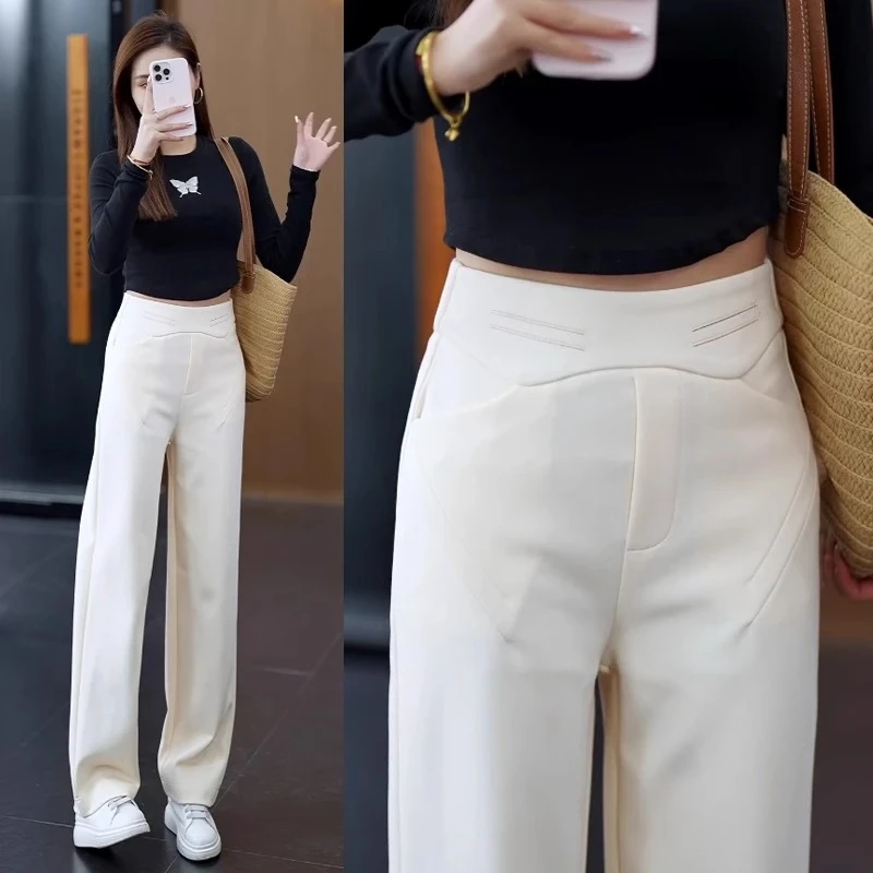 小个子窄版阔腿裤春夏季2025流行新款高腰显瘦宽松休闲直筒裤2501
