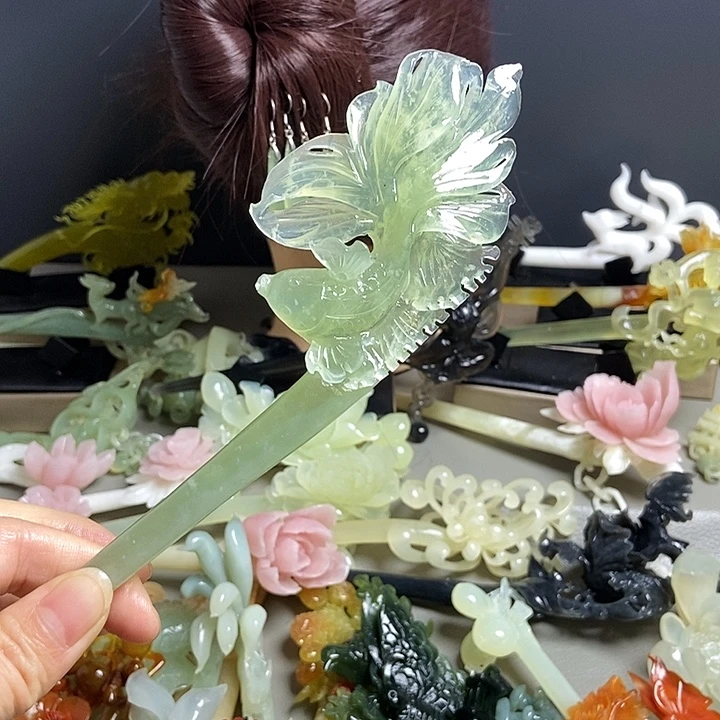 岫玉未镶嵌发簪发簪