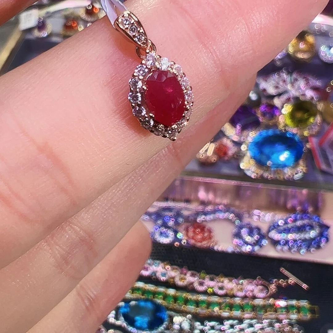 银S925镶嵌红宝石珠宝奇石