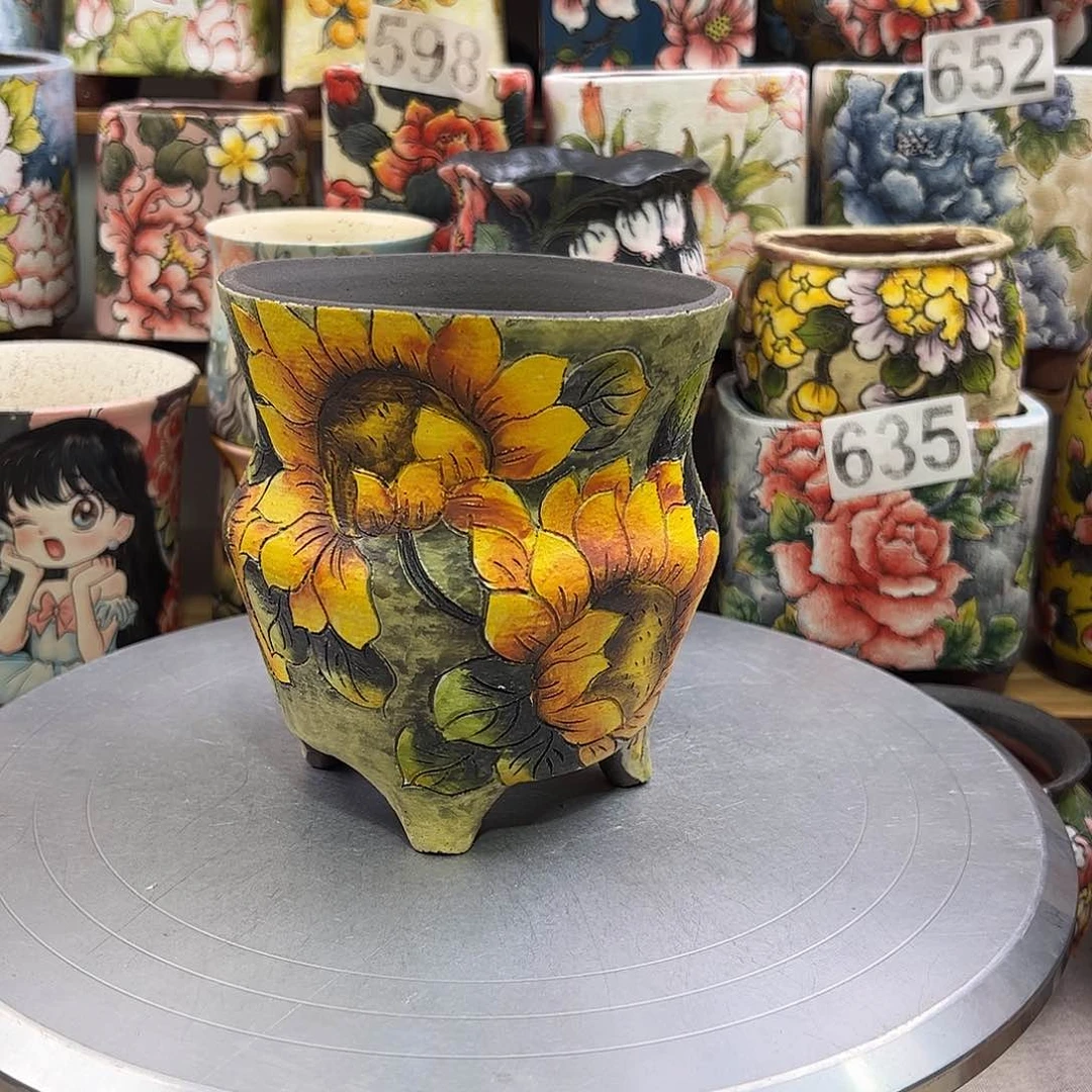 景德镇炫彩手绘景德镇陶瓷花盆