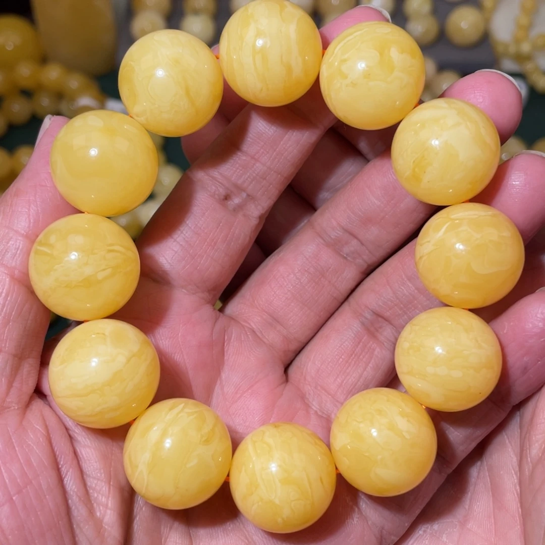 蜜蜡未镶嵌珠宝奇石20mm焦皮同料老型手串54.5微瑕