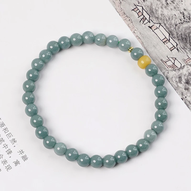原创天然翡翠轻奢蜜蜡单圈素圈女款手串珠手链多样性发一-8943