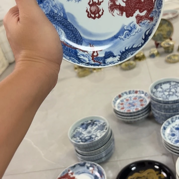 瓷片双龙戏珠大胡乘景德镇