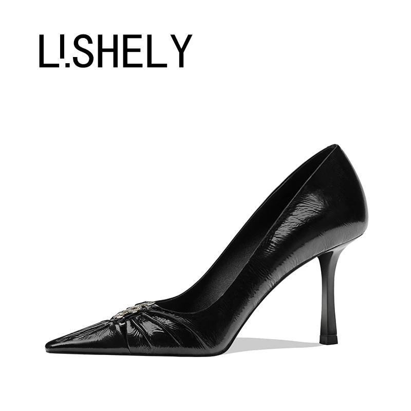 1152[黑域极光 ]新款黑色浅口尖头法式细跟高跟鞋百搭气质优雅