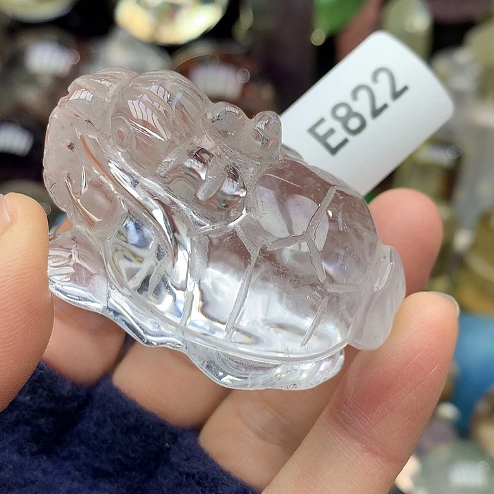 水晶天然白水晶龙龟摆件未镶嵌