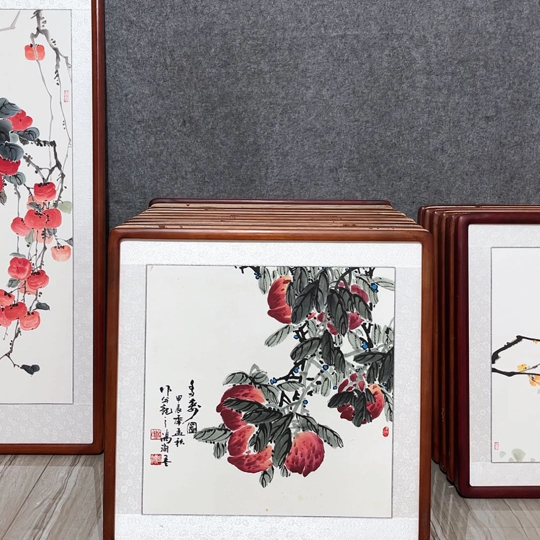 国画书画作品带框63×63