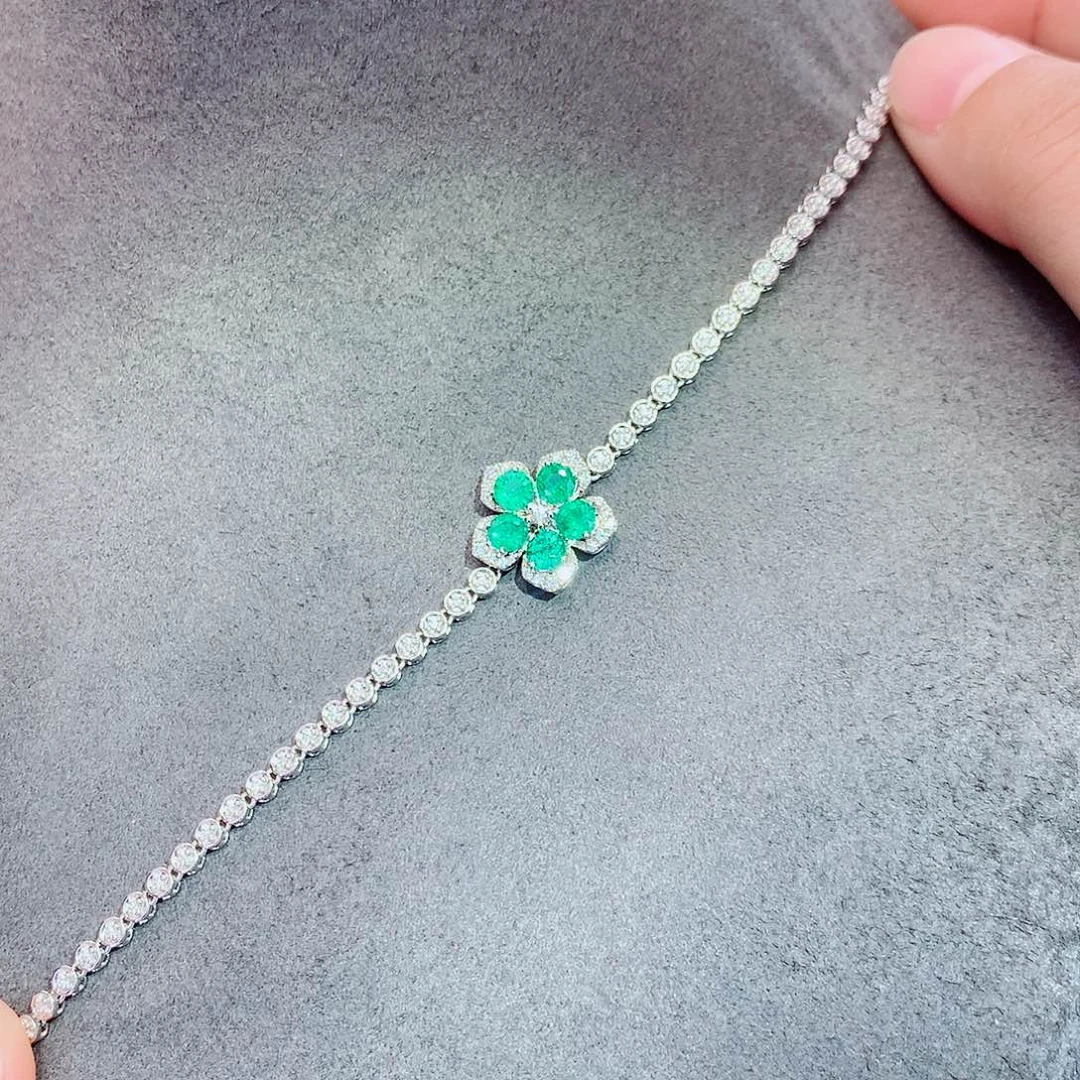 祖母绿手链18K金镶嵌1.12ct/七天无理由