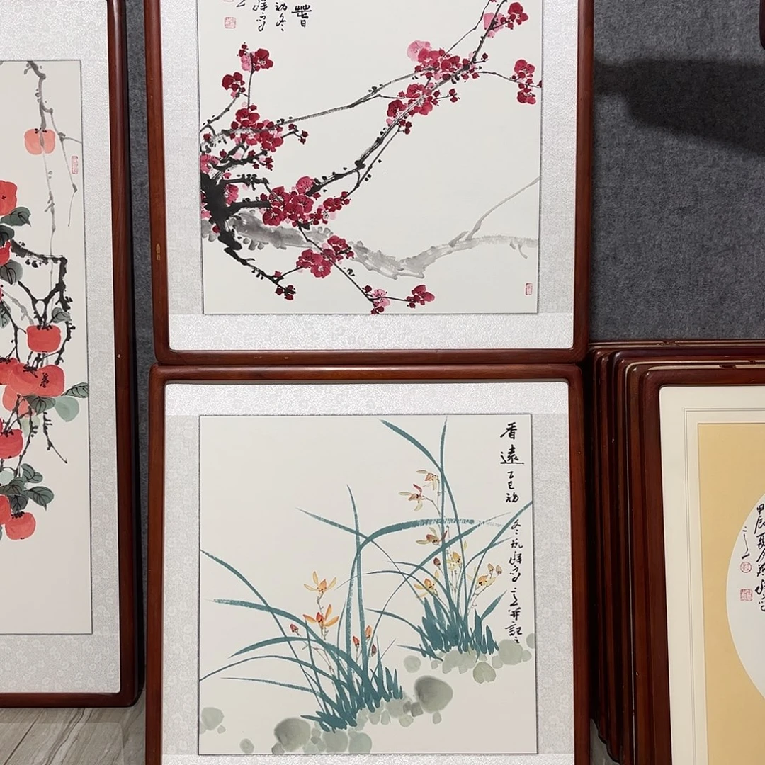 国画书画作品带框63×63