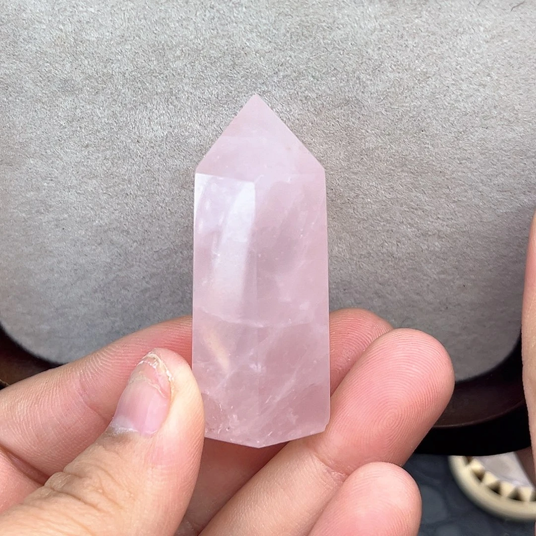 珠宝半成品未镶嵌水晶34 粉水晶柱子