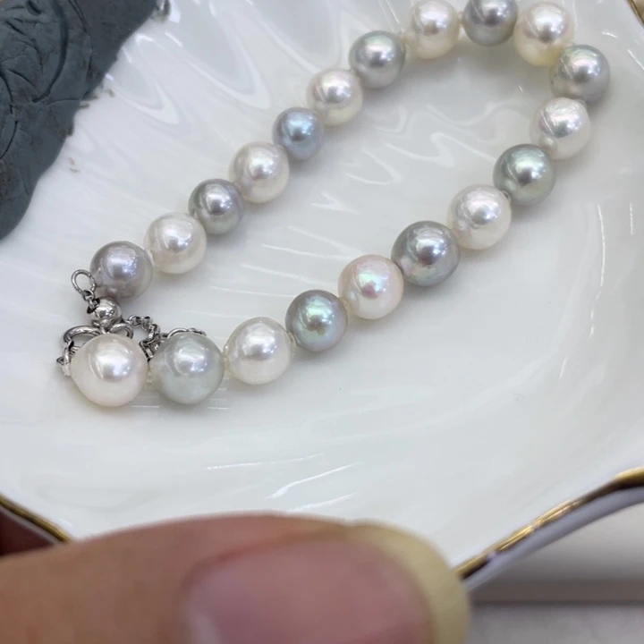 海水珍珠银S925镶嵌手绳