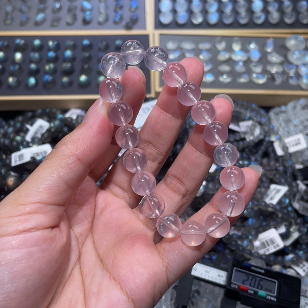 水晶手链未镶嵌星光莫粉手链10m