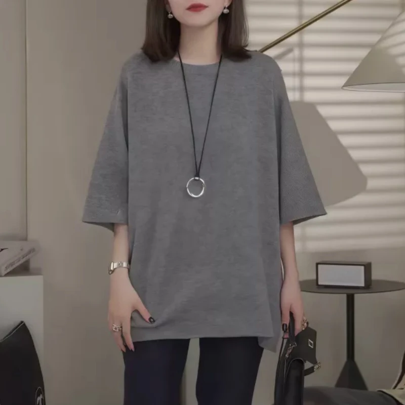 【香水瓶】2025早春新款定制时尚重工烫钻纯色休闲百搭T恤上衣女