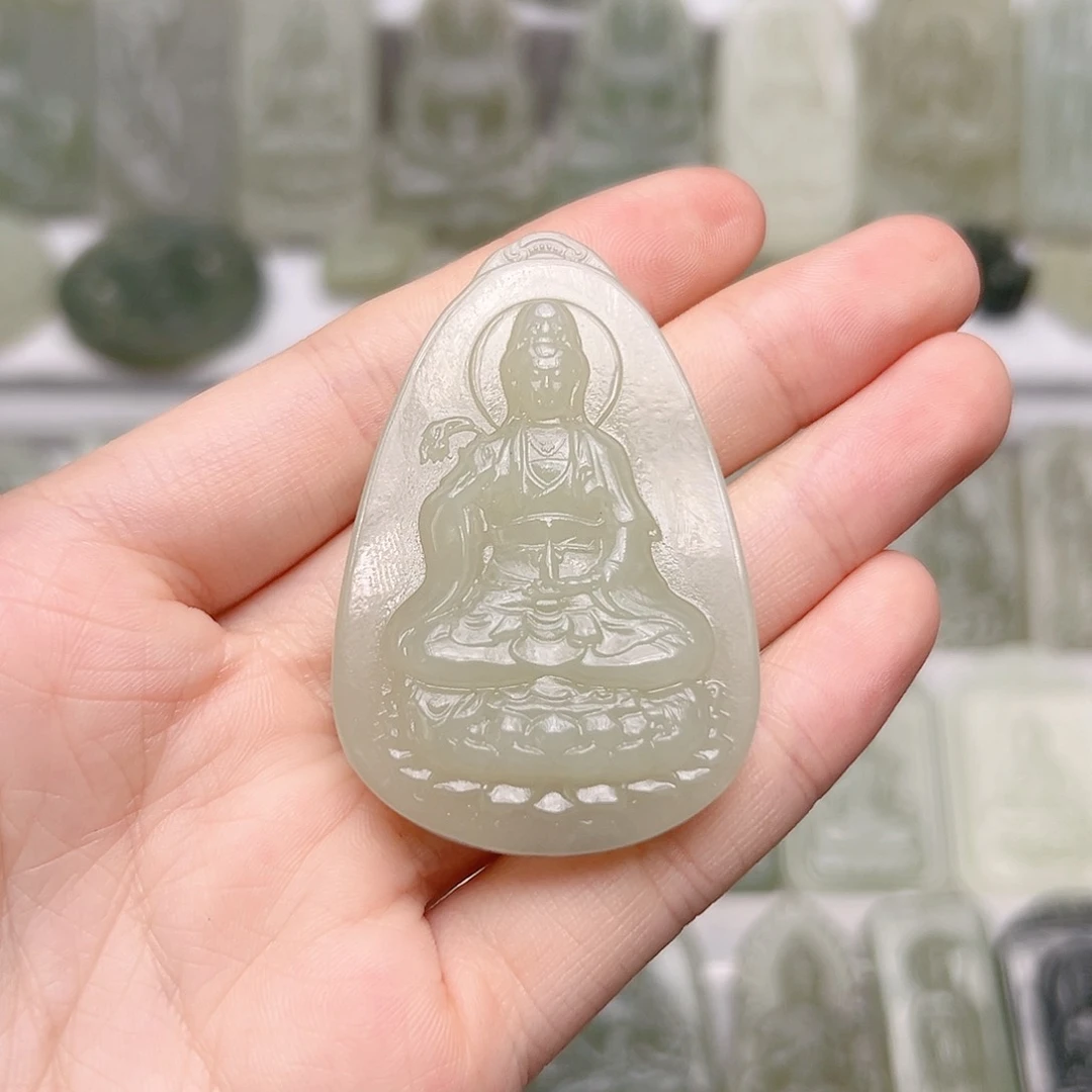 和田玉未镶嵌颈饰杨柳观音