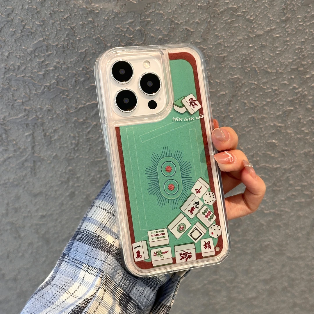 奥菲顿流沙滑片麻将适用iPhone16/15promax手机壳华为mate60/P70U