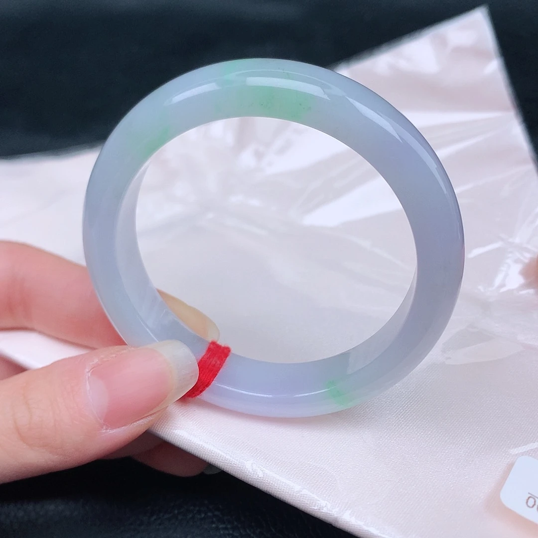 未镶嵌手镯翡翠天然翡翠手镯52圈冰胶细腻春彩