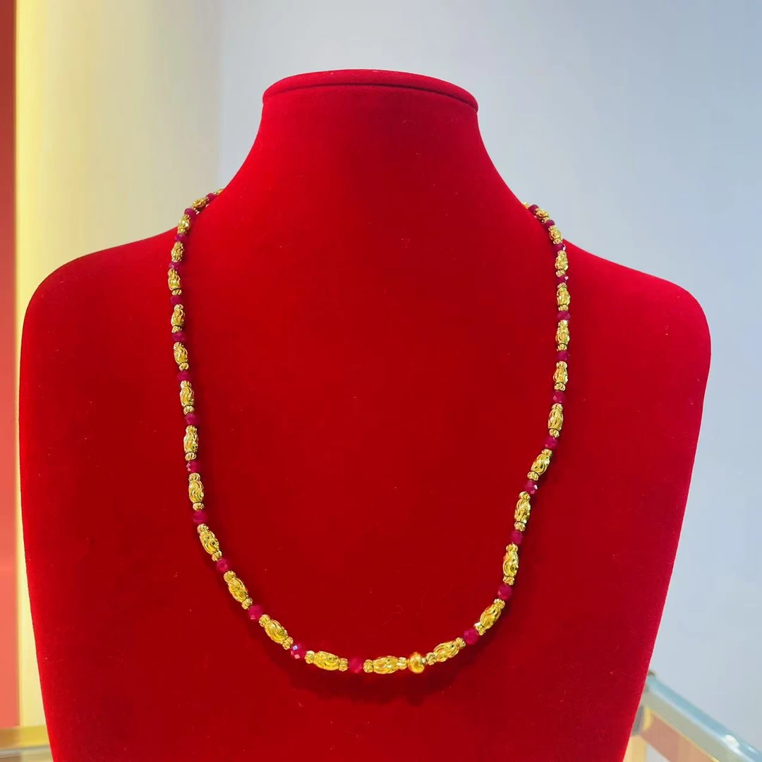 Q88甄品严选足金24K黄金卡5+金珠时尚高奢项链J138