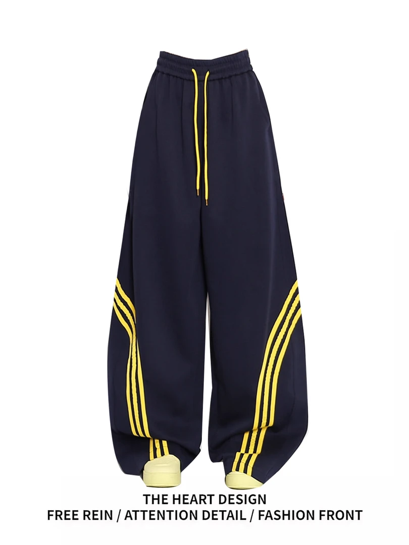 弯刀休闲裤女2025年新款时尚潮流美式夏季宽松阔腿运动垂感拖地裤