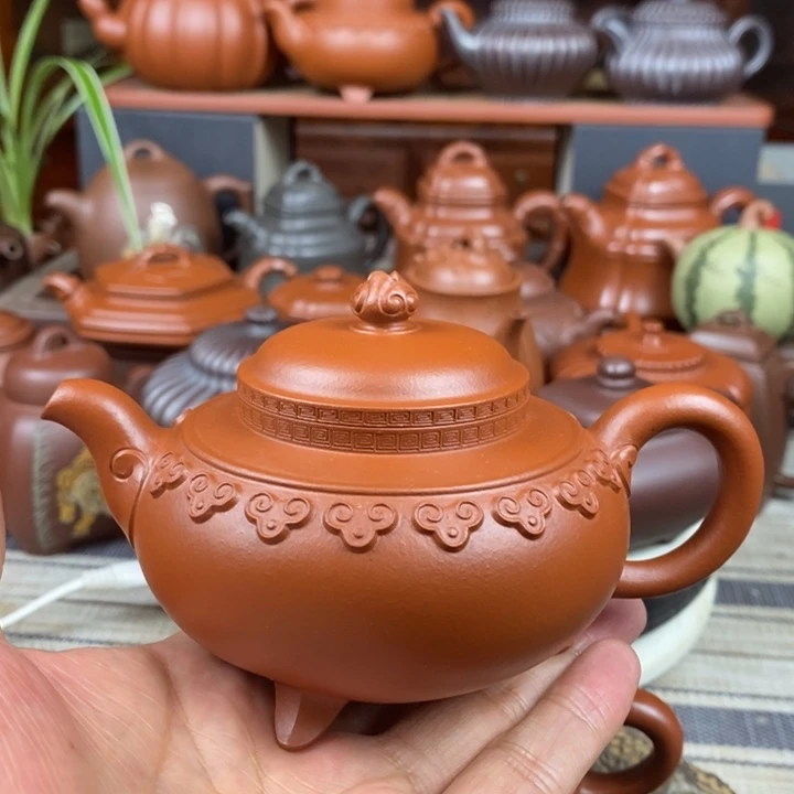 茶壶紫砂云肩如意300Cc原矿赵庄朱泥特价