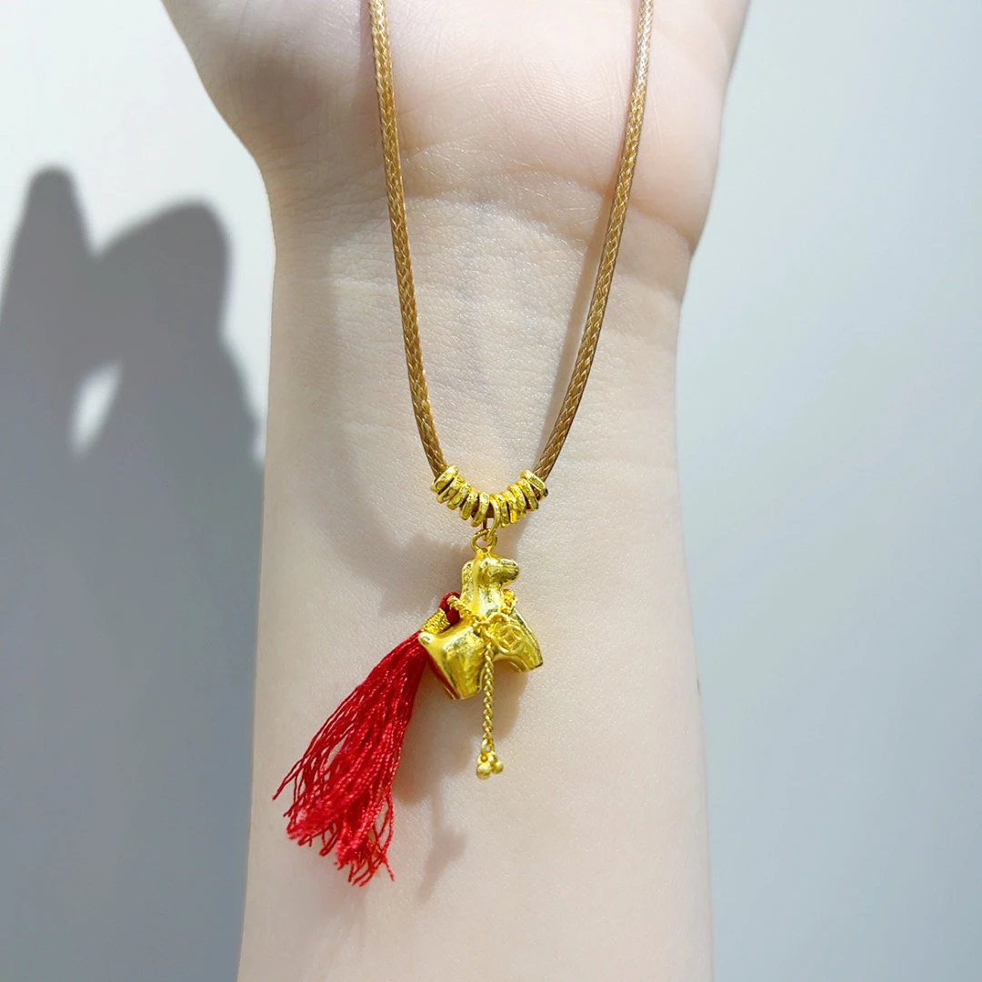 5G足金福利钱币小马项链款00819