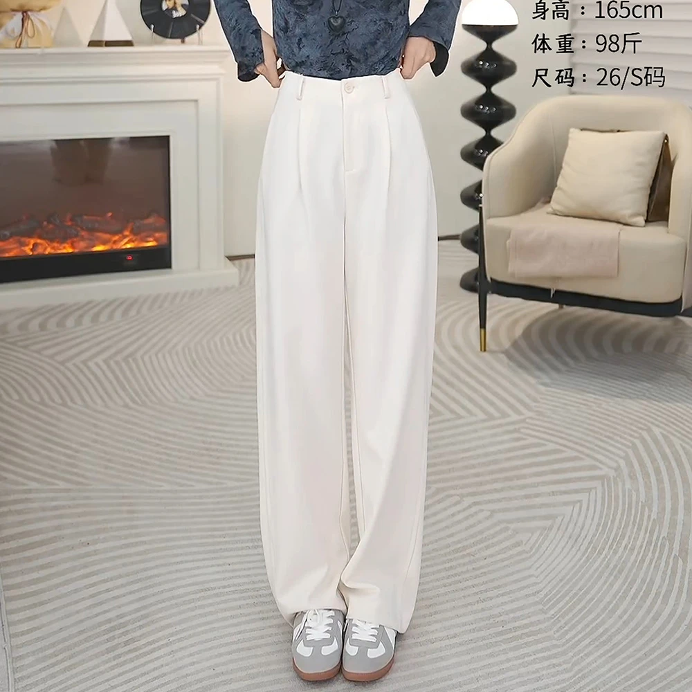 【逸阳断码清仓】天丝羊毛~连腰垂感直筒裤宽松显瘦休闲裤  16-31