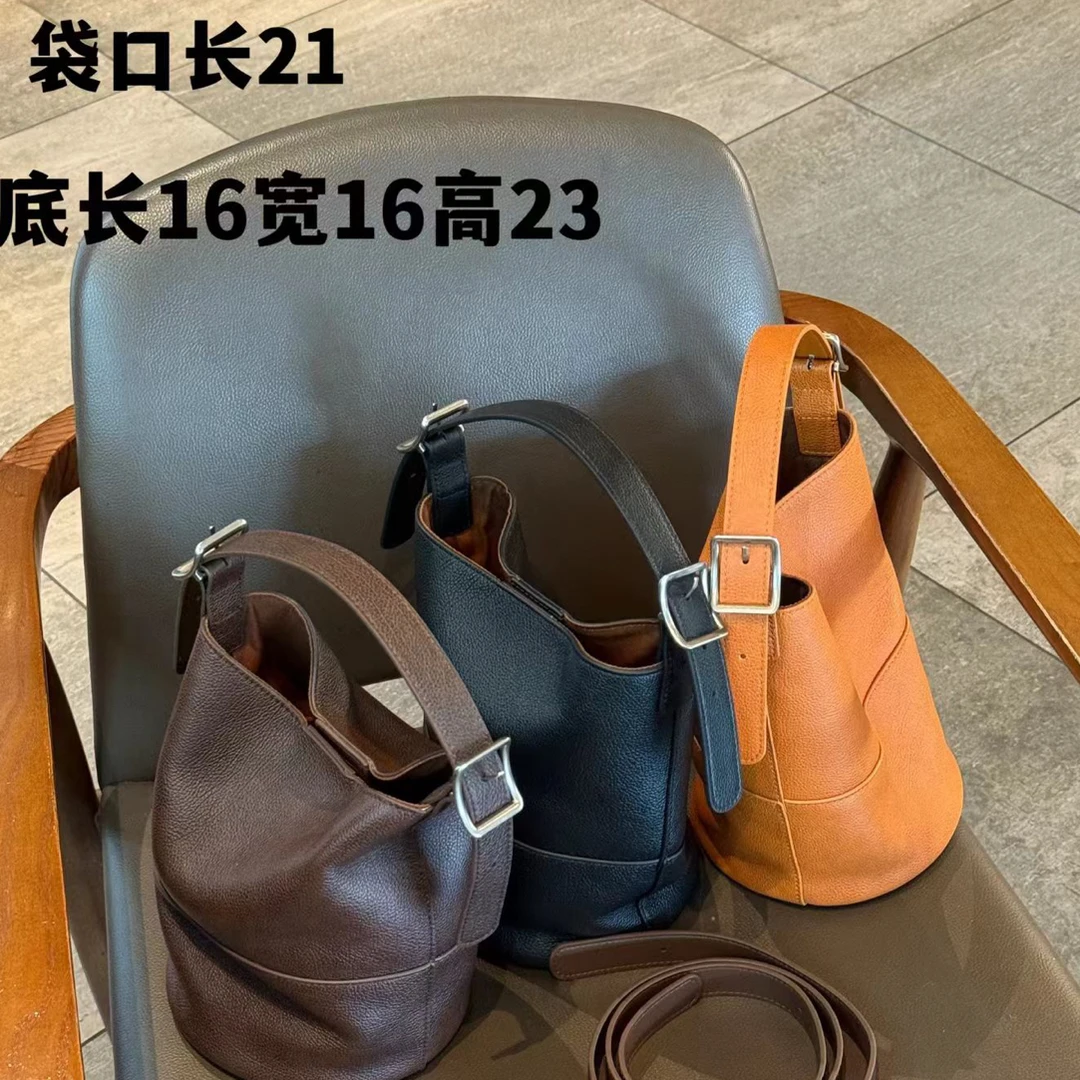 【铂金时袋】复古麂皮绒水桶包秋冬新款小众设计通勤单肩斜挎女包