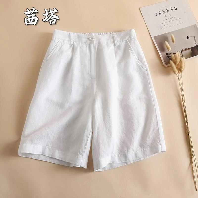 2025新款阔腿五分短裤女宽松a字高腰休闲显瘦夏季薄款松紧腰裤子
