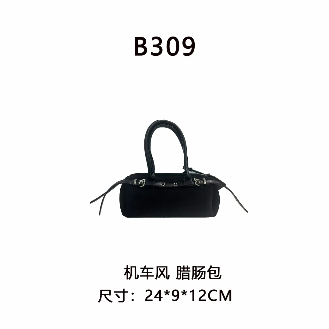 【B309】机车风腊肠包（尺寸24*9*12CM）新款女