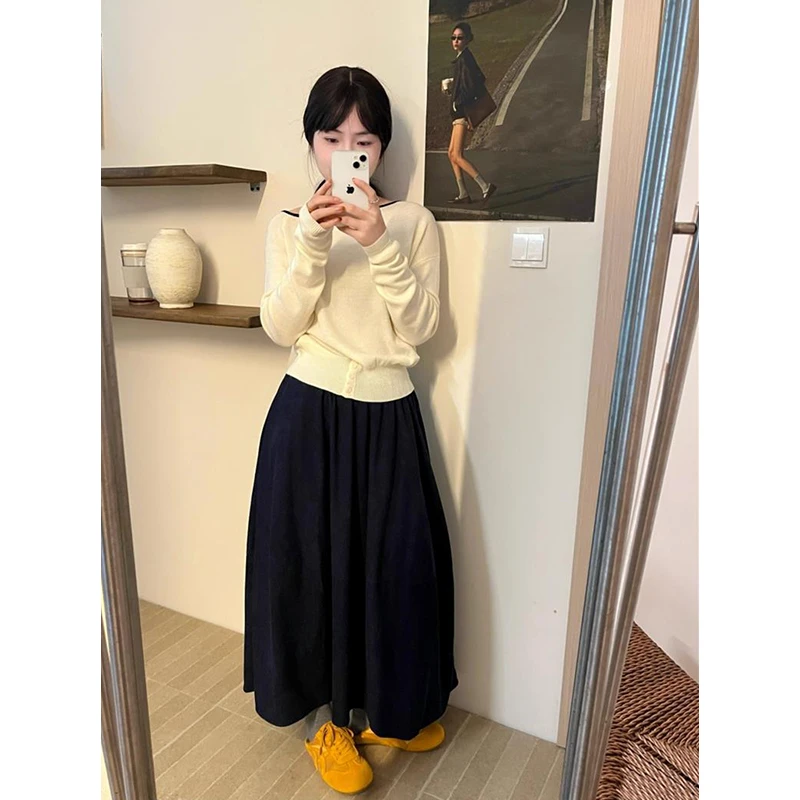 复古灯芯绒半身裙女2025秋冬加厚韩版中长款小个子百搭a字伞裙子