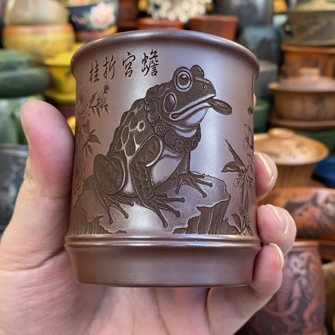 紫砂杯子宜兴全手工紫砂杯