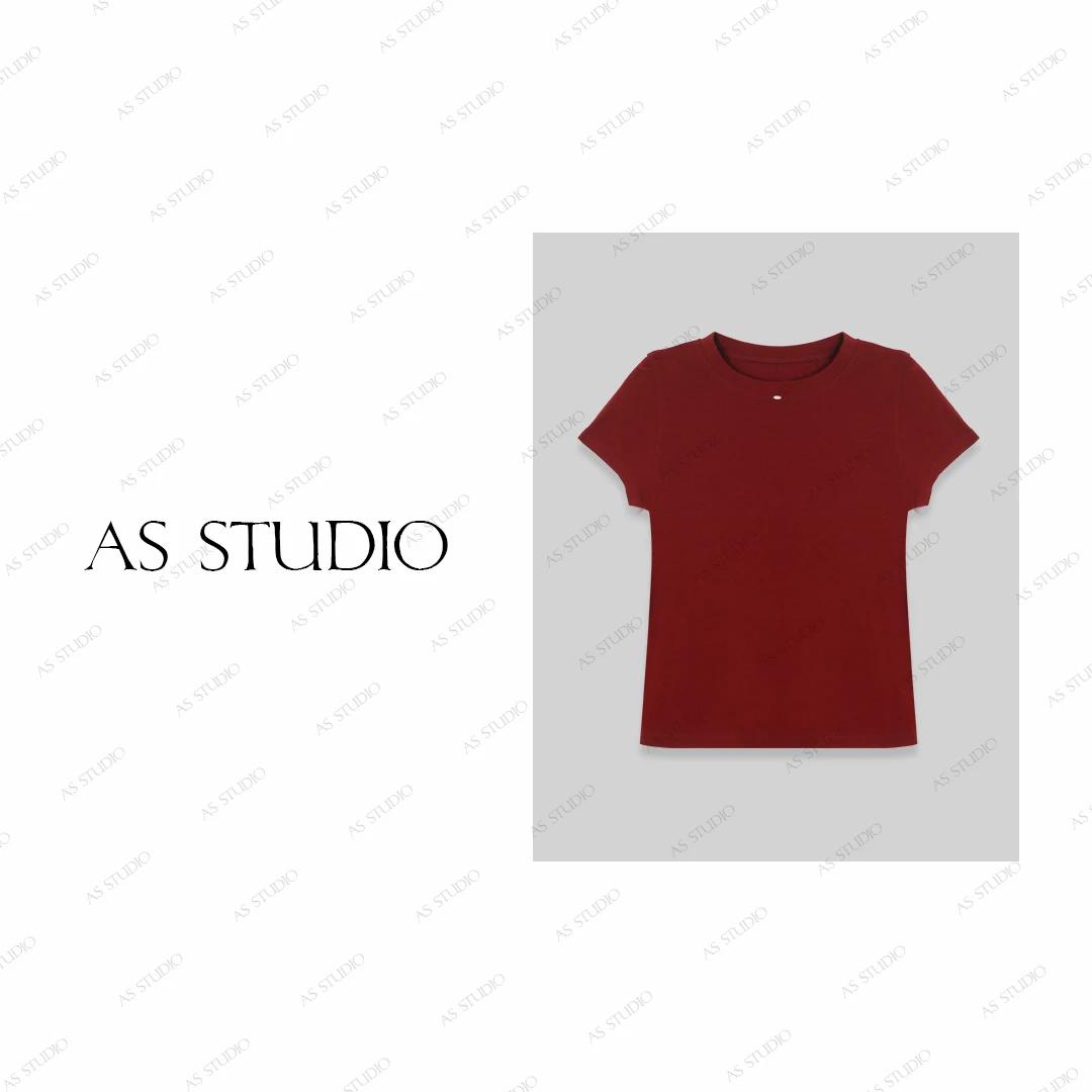 【AS雪媚娘】25新桑蚕丝柔软亲肤显瘦百搭短袖AS25XTX4977