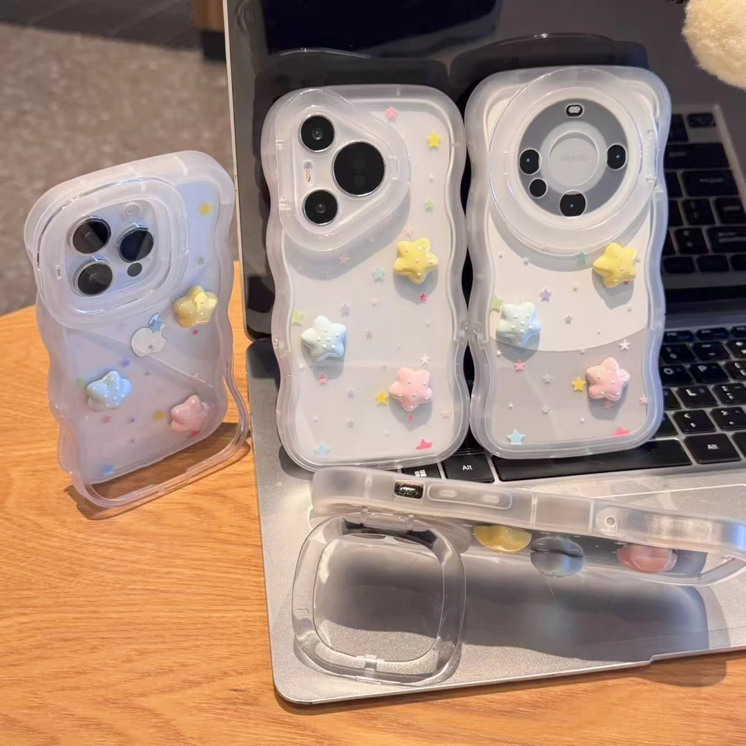 奥菲顿彩色立体小星星适用苹果17/16双支架手机壳华为vivoopp小米