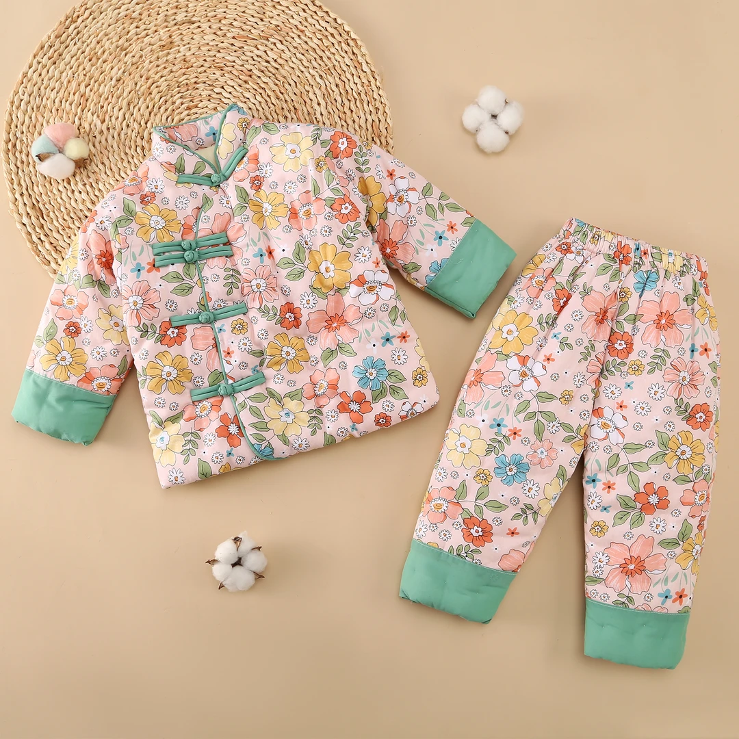 【2025新款分体】盘扣手工棉花棉衣 冬季厚款棉袄棉裤 国风卡通款